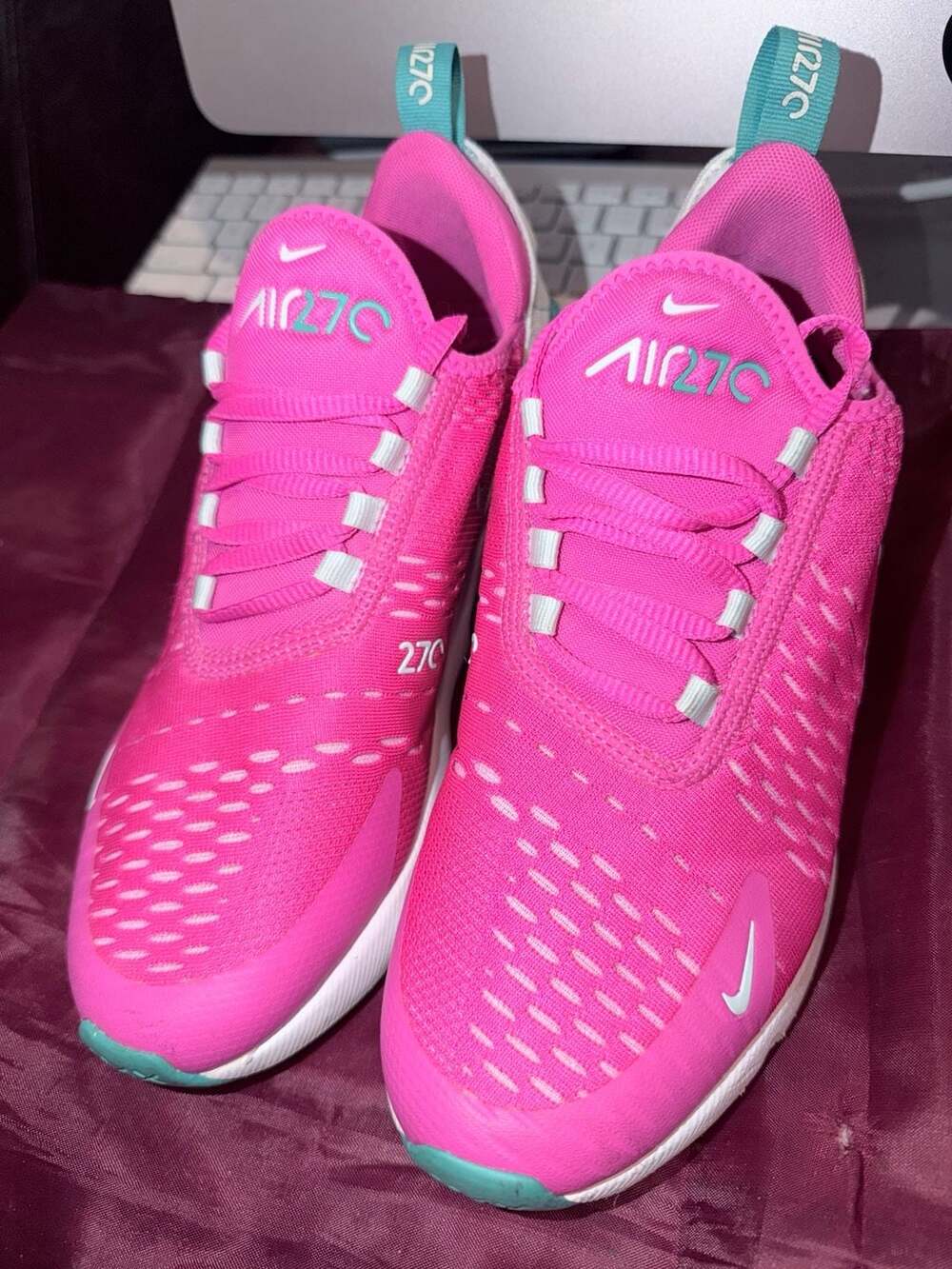 Nike Air Max 270 GS Cabana Tint Teal Laser Fuchsia Size 5Y CJ9979-300